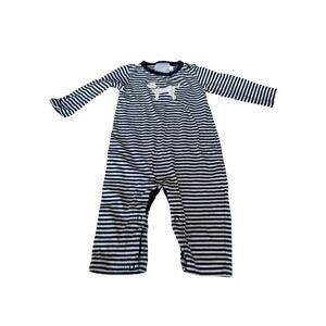 Little English Baby Black White Lab Striped Romper Size 9M